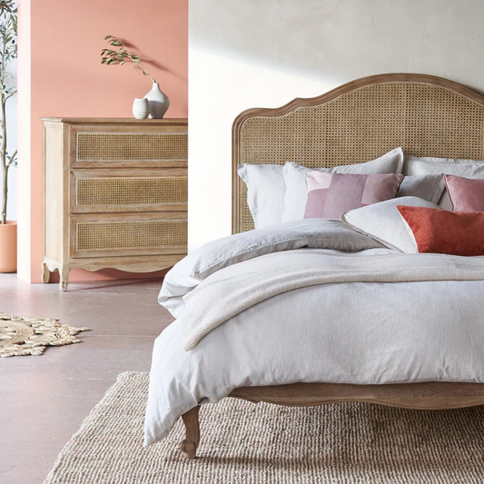 Vodrohome Hawamahal Haveli Rattan Cane Bed Natural Luxurious Bedroom B#013 - vodrohome