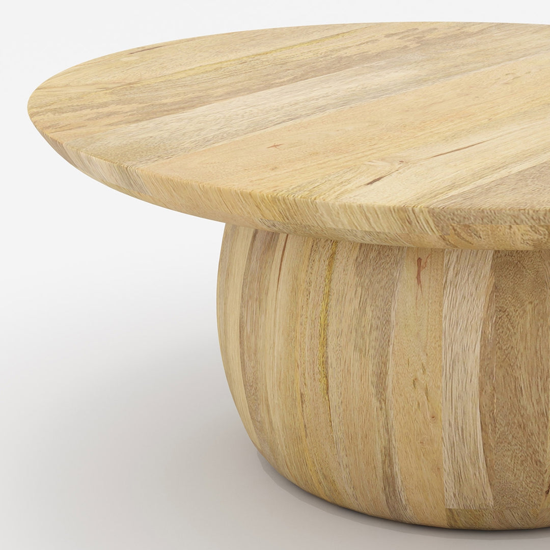 vodrohome solid mango wood coffee table – round coffee table – bohemian solid wood coffee table for office and living room C#057