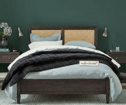 Vodrohome Mewar Solid Mango wood Rattan(Cane) Bed B#011