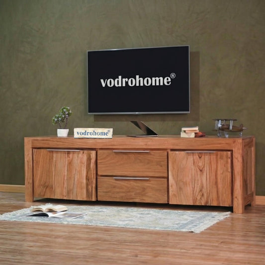vodrohome Accacia Wood / Sheesham Wood Tv unit consol with storage - Tv Cabinet Entertainment unit 203x 50.8 x 53 TV#026
