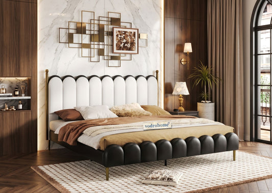 Vodrohome Sisley upholstered bed –Solid wood cot waves bedbohemian style B#024