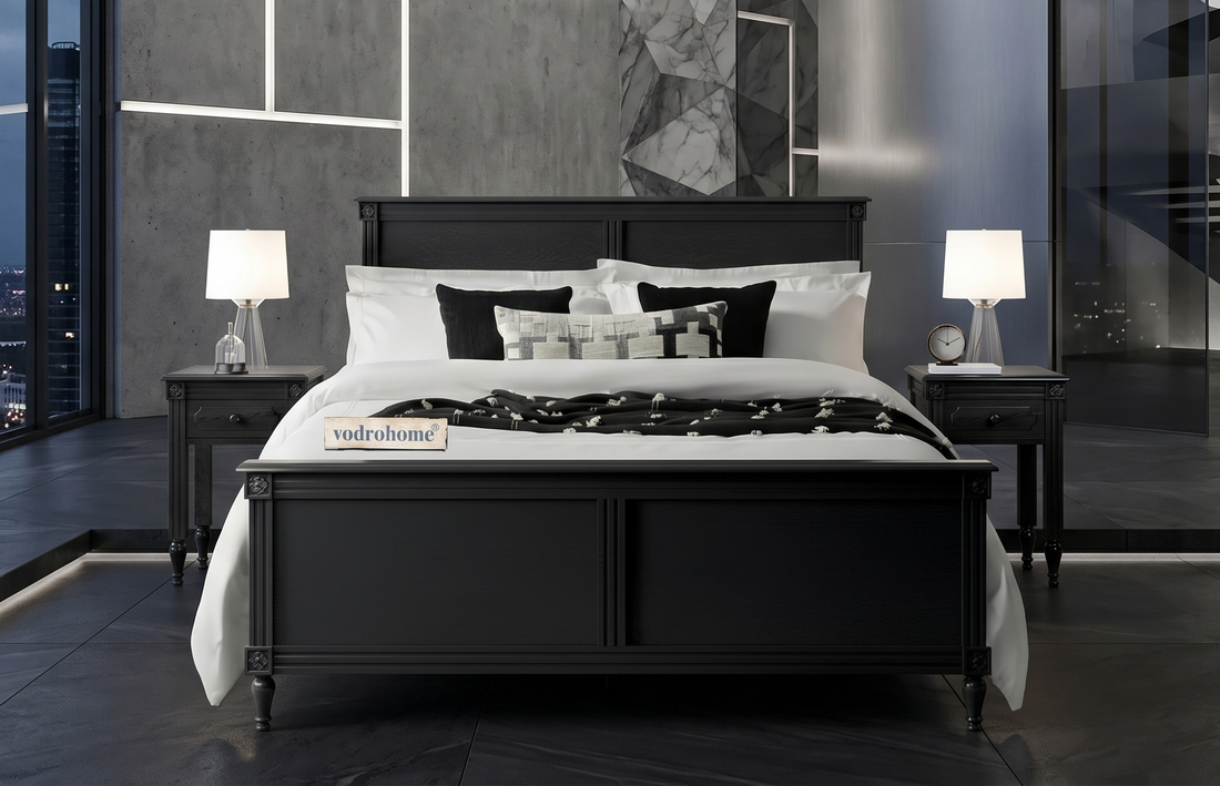 Add Class to Your Bedroom with the vodrohome Dark-Night Solid Wood Bed