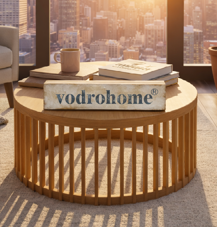 vodrohome® Slatted Coffee Table – Solid Mango Wood Center Table