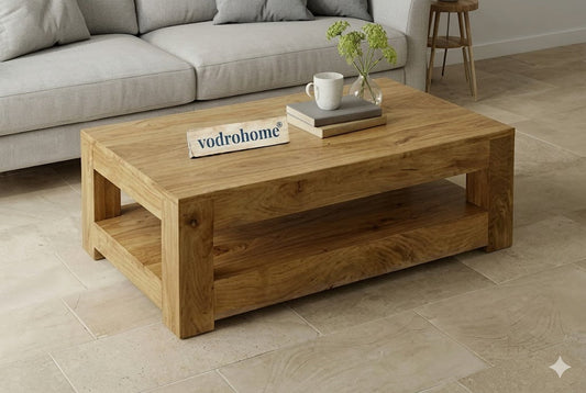 vodrohome Classic Design Center Table for Office – Solid Mango Wood Coffee Conference Table for Sofa Set