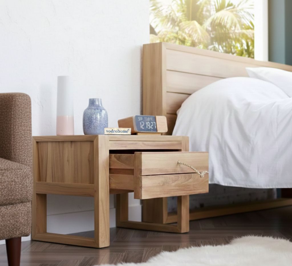 vodrohome Mango Wood Mini Bedside Table With One Drawer