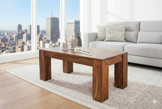vodrohome Classic Design Center Table for Office – Solid Sheesham Wood Coffee Table Honey Finish