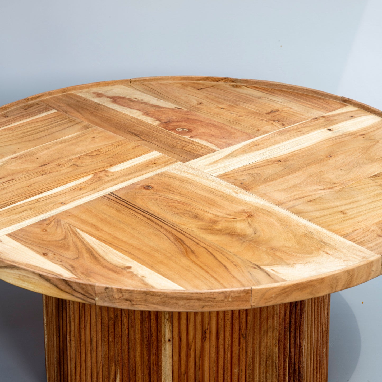Vodrohome fluted center table - sheesham wood coffee table with fluted base for living room – conference table – sofa set table classic C#041 - vodrohome