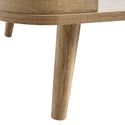 vodrohome Rattan Coffee Table With storage – cane center table with shelf for storage – bohemian solid mango wood coffee table for office and living room C#061