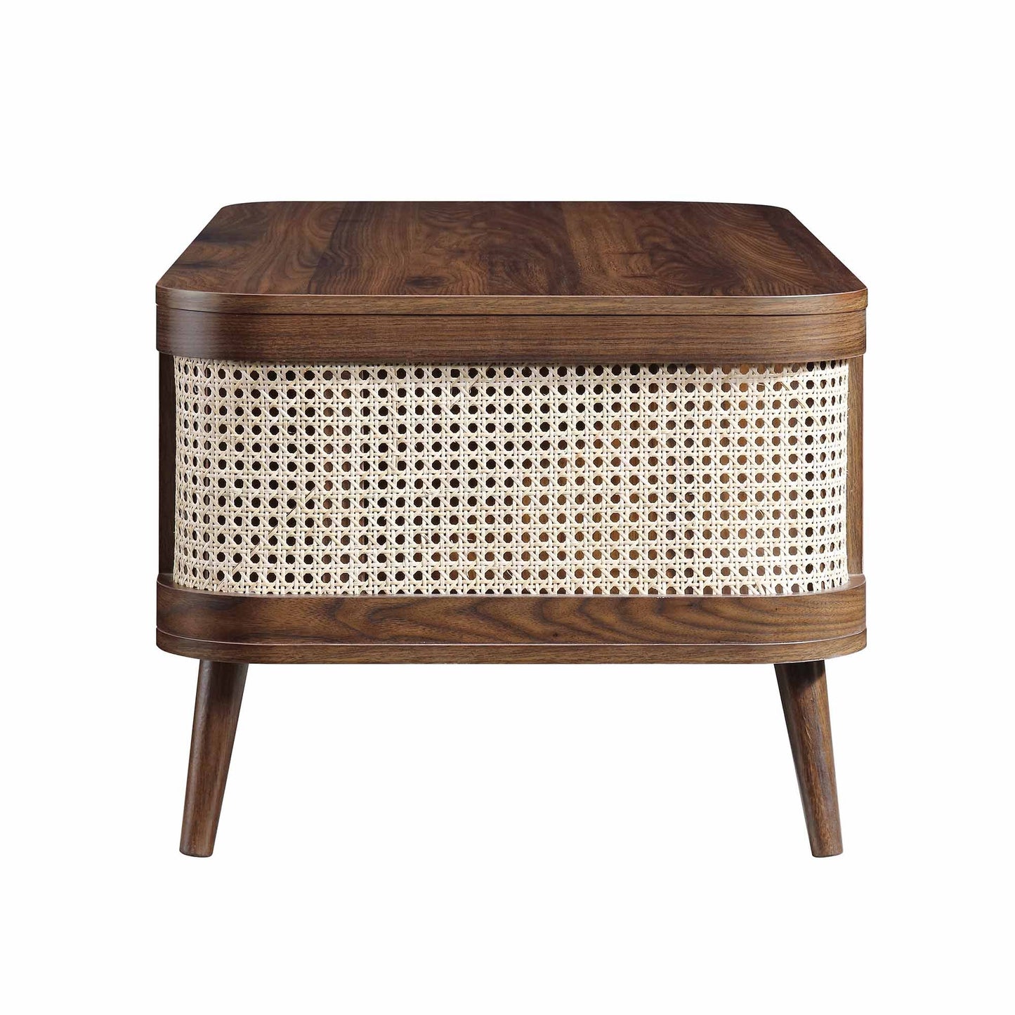 vodrohome Rattan Coffee Table With storage – cane center table with shelf for storage – bohemian solid mango wood coffee table for office and living room C#061