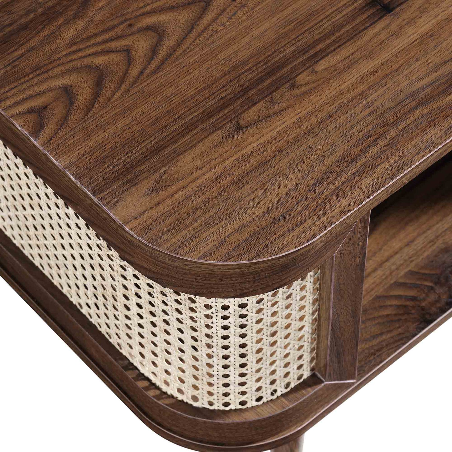 vodrohome Rattan Coffee Table With storage – cane center table with shelf for storage – bohemian solid mango wood coffee table for office and living room C#061