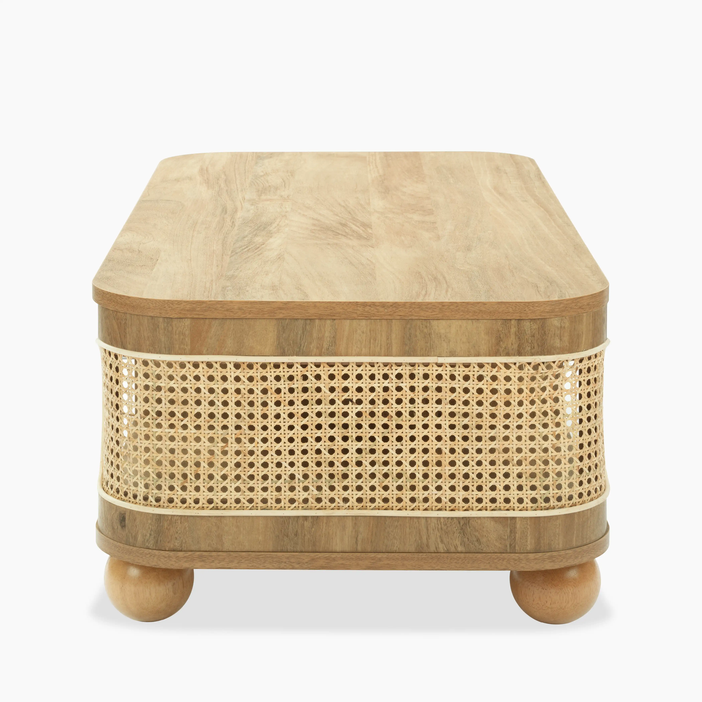 vodrohome Rattan Coffee Table With storage–cane center table with shelf for storage – bohemian solid mango wood coffee table for office and living room C#077
