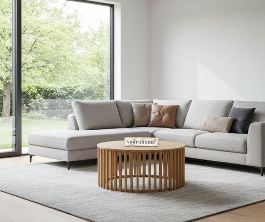 vodrohome slatted Coffee Table – solid mango wod center table – bohemian teapot table for sofa, office and living room C#073