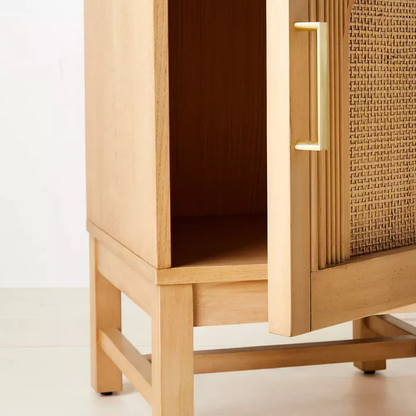 Vodrohome mango wood rattan bedside table with removable Shelf – Hawamahal collection cane side table  40x40x61 cm S#004 - vodrohome