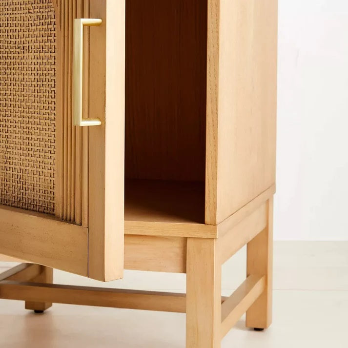 Vodrohome mango wood rattan bedside table with removable Shelf – Hawamahal collection cane side table  40x40x61 cm S#004 - vodrohome