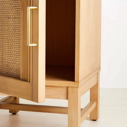 Vodrohome mango wood rattan bedside table with removable Shelf – Hawamahal collection cane side table  40x40x61 cm S#004 - vodrohome
