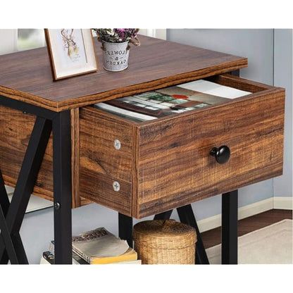 Vodrohome Solid wood bedside table one drawers and shelf night stand end table 40x30x55 cm  S#022 - vodrohome