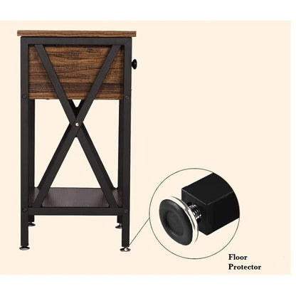 Vodrohome Solid wood bedside table one drawers and shelf night stand end table 40x30x55 cm  S#022 - vodrohome