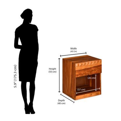 Vodrohome Sheesham wood bedside table with 1 drawers and an open compartment 45x40x50 cm  S#024 - vodrohome