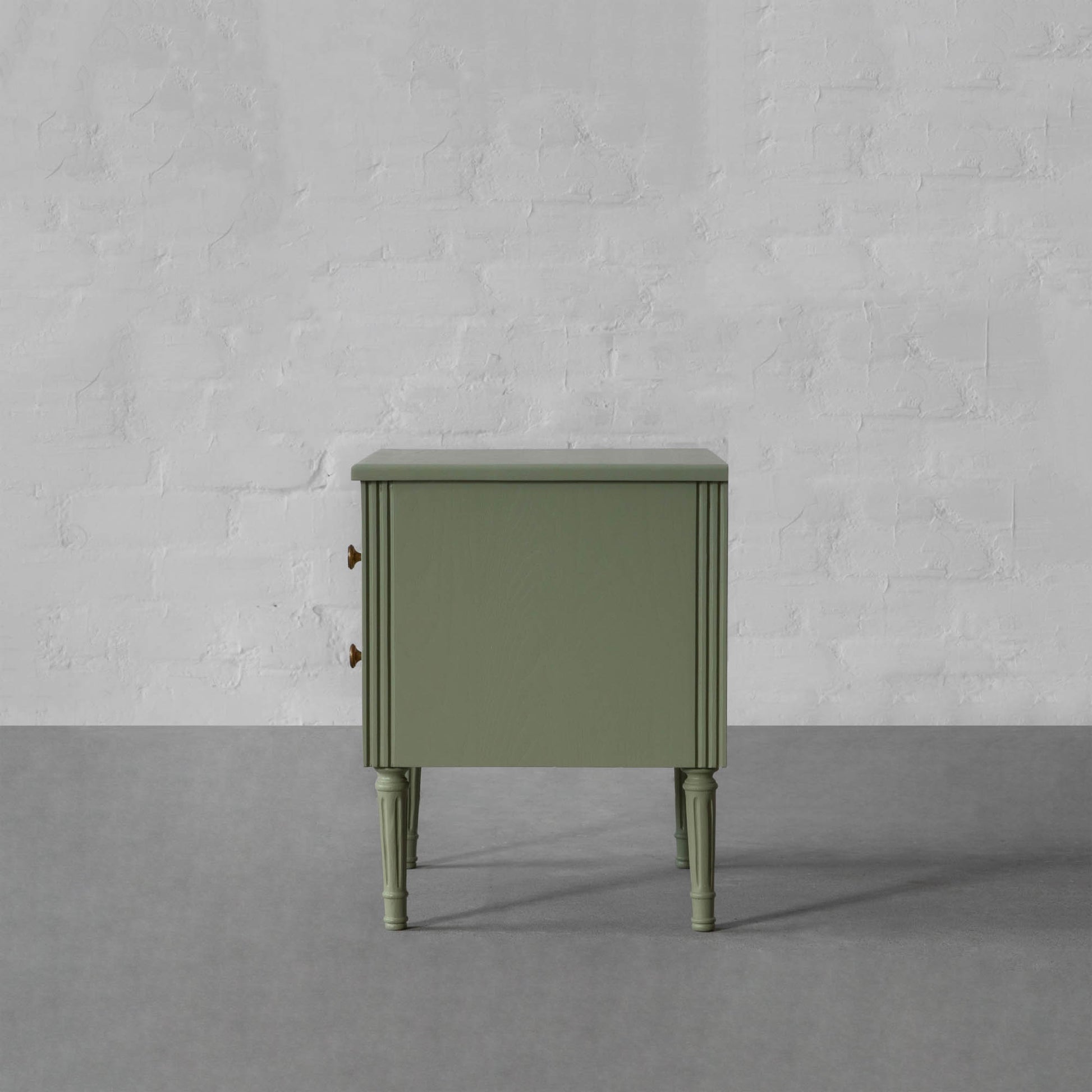 Vodrohome solid wood rattan night stand table sage green - two drawers bed side table night stand 76x41x51 cm  S#033 - vodrohome