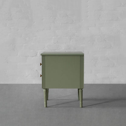 Vodrohome solid wood rattan night stand table sage green - two drawers bed side table night stand 76x41x51 cm  S#033 - vodrohome