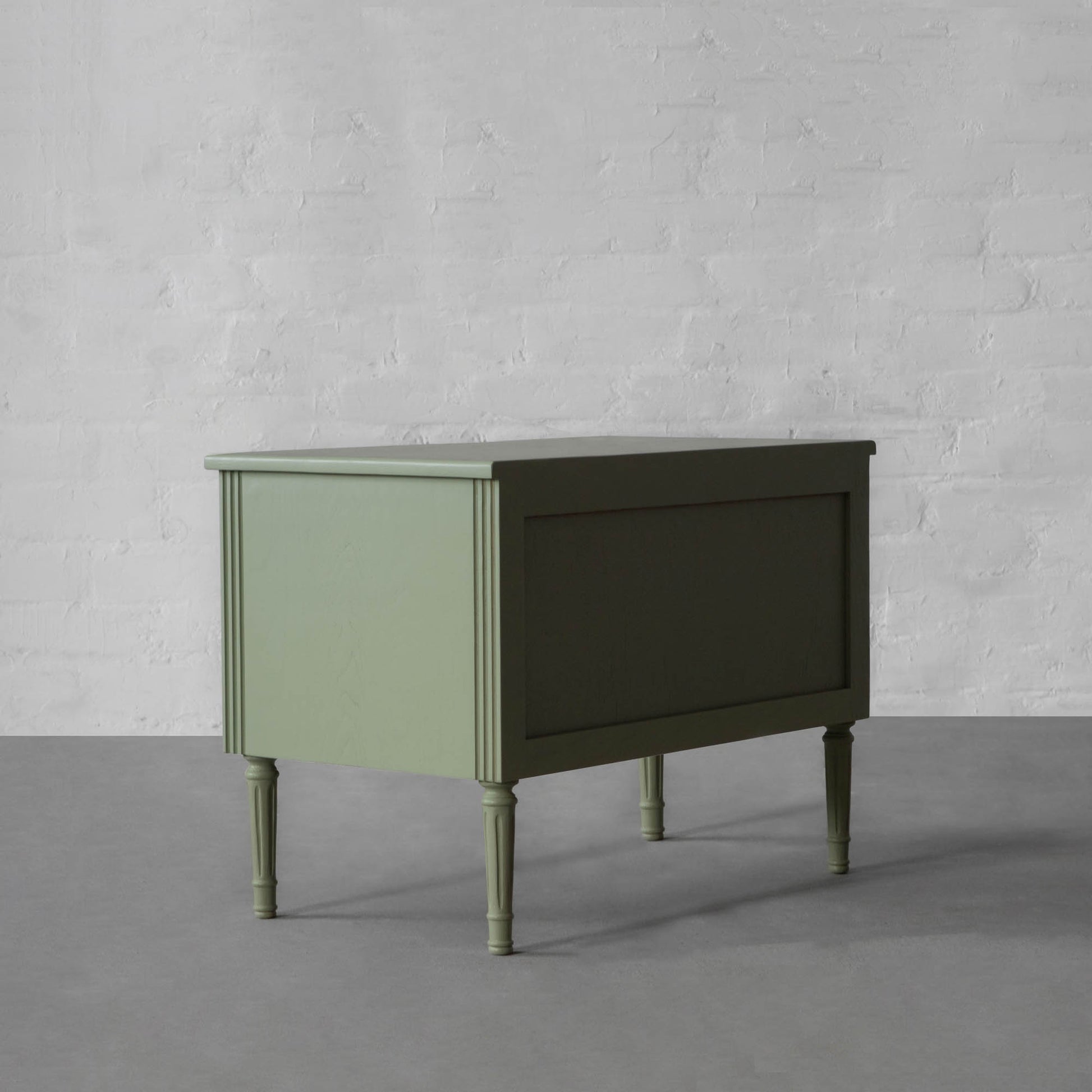 Vodrohome solid wood rattan night stand table sage green - two drawers bed side table night stand 76x41x51 cm  S#033 - vodrohome