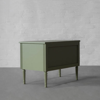 Vodrohome solid wood rattan night stand table sage green - two drawers bed side table night stand 76x41x51 cm  S#033 - vodrohome