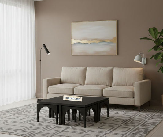vodrohome block design coffee table with nesting stools – square center table with unique look for office and living room C#024