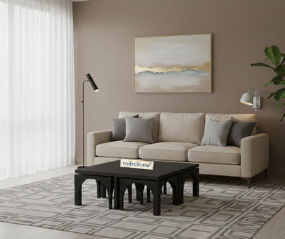 vodrohome block design coffee table with nesting stools – square center table with unique look for office and living room C#024