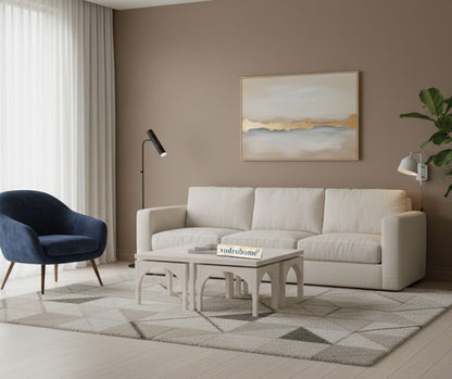 vodrohome block design coffee table with nesting stools – square center table with unique look for office and living room C#024
