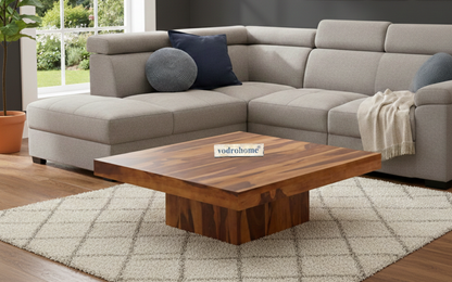 vodrohome solid sheesham wood centre table - premium designer square coffee table for home and office - large square pedestal coffee table C#005