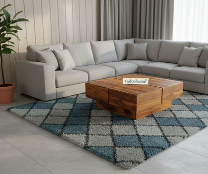 vodrohome Sheesham Wood Square Coffee Table for Living Room Teak Finish – Pedestal Tea table Hall Teapoy Sofa Matching Centre Table Stylish C#008