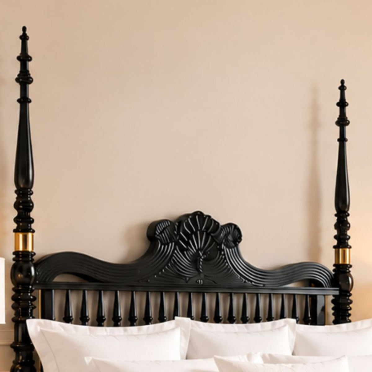 Vodrohome Georgia Solid Wood Poster Bed With Carving B#027