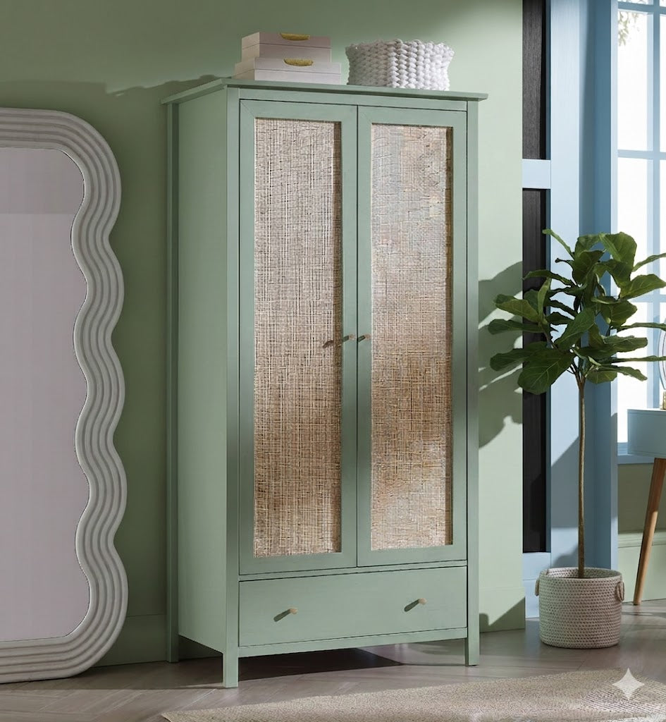 Vodrohome Woven Rattan Compact Double Closet wardrobe – almirah 93 W x 55 D x 185 H cm AB#003