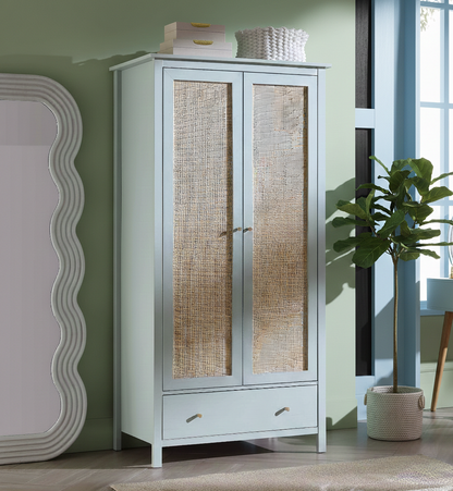 Vodrohome Woven Rattan Compact Double Closet wardrobe – almirah 93 W x 55 D x 185 H cm AB#003