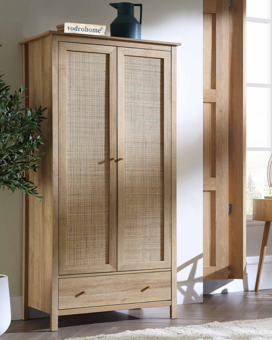 Vodrohome Woven Rattan Compact Double Closet wardrobe – almirah 93 W x 55 D x 185 H cm AB#003