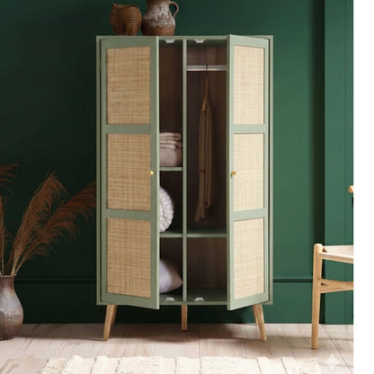 Vodrohome Woven Rattan Compact Double Closet wardrobe – almirah 80 W x 55 D x 139 H cm AB#002