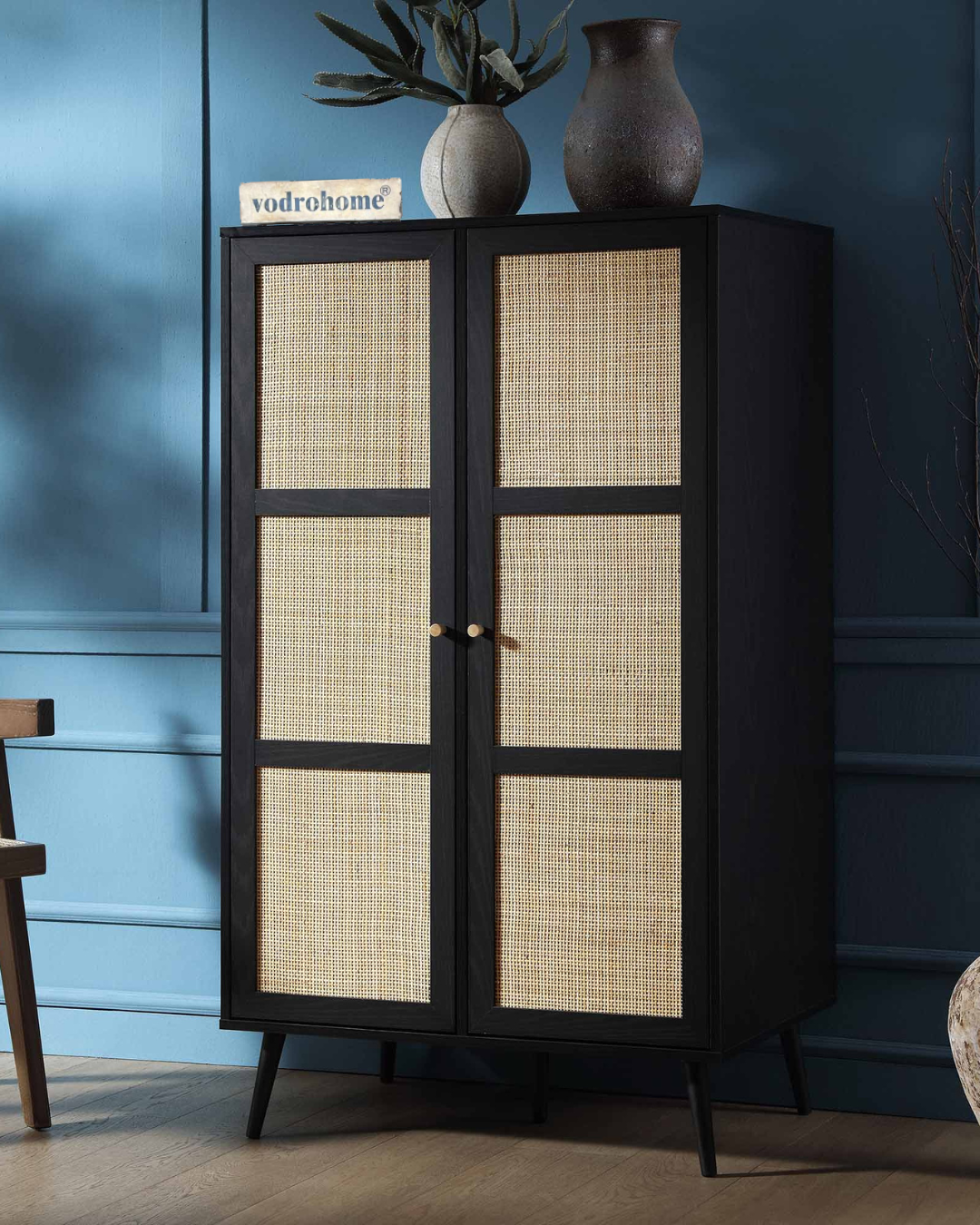 Vodrohome Woven Rattan Compact Double Closet wardrobe – almirah 80 W x 55 D x 139 H cm AB#002