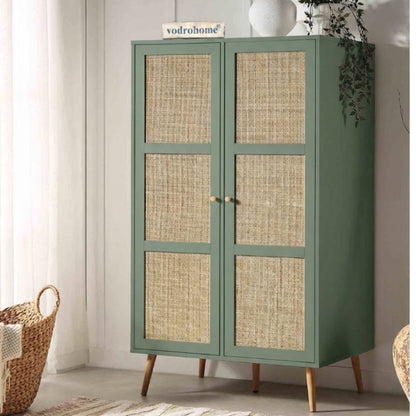 Vodrohome Woven Rattan Compact Double Closet wardrobe – almirah 80 W x 55 D x 139 H cm AB#002