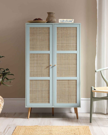 Vodrohome Woven Rattan Compact Double Closet wardrobe – almirah 80 W x 55 D x 139 H cm AB#002