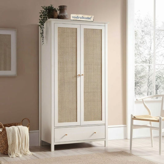Vodrohome Woven Rattan Compact Double Closet wardrobe – almirah 93 W x 55 D x 185 H cm AB#003