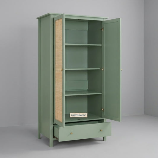 Vodrohome Woven Rattan Compact Double Closet wardrobe – almirah 93 W x 55 D x 185 H cm AB#003