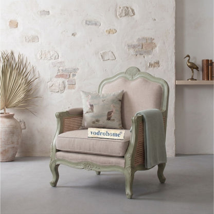 vodrohome single seater rattan cane sofa with wooden frame sage green finish-summer garden sofa SO#008