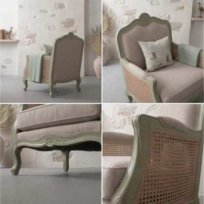 vodrohome single seater rattan cane sofa with wooden frame sage green finish-summer garden sofa SO#008