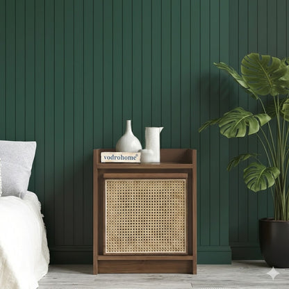 Vodrohome solid accacia wood rattan bedside table with removable Shelf – Hawamahal collection cane side table  50x40x60 cm S#003