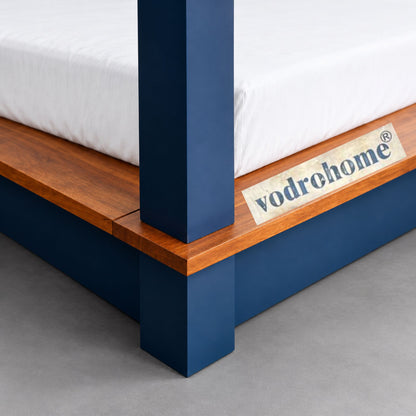Vodrohome florina solid acacia wood poster bed – egyptian blue canopy bed – pedestal coat B#025