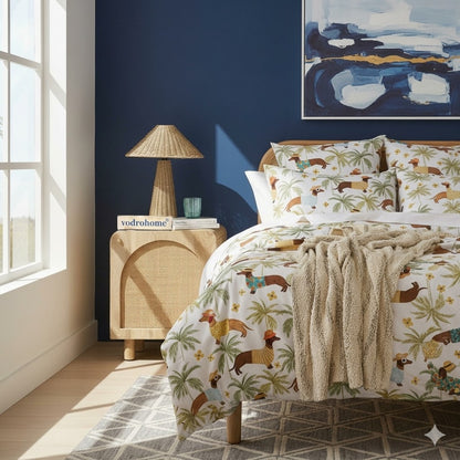 Vodrohome mango wood rattan bedside table with Shelf – Hawamahal collection cane side table  50x40x60 cm S#057