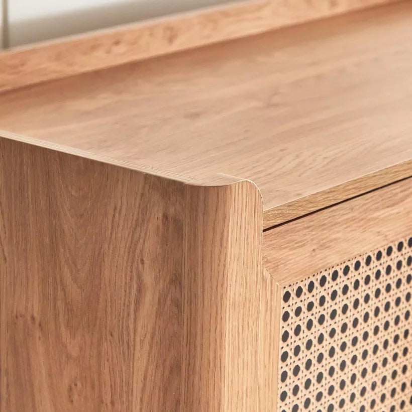 Vodrohome solid wood mango crockery unit - summer garden dresser with drawers – rattan cane side board. CM  SB#008