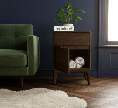 Vodrohome mango  wood elle bedside table – solid wood bedside with one drawer and one door 45x40x63cm  S#009
