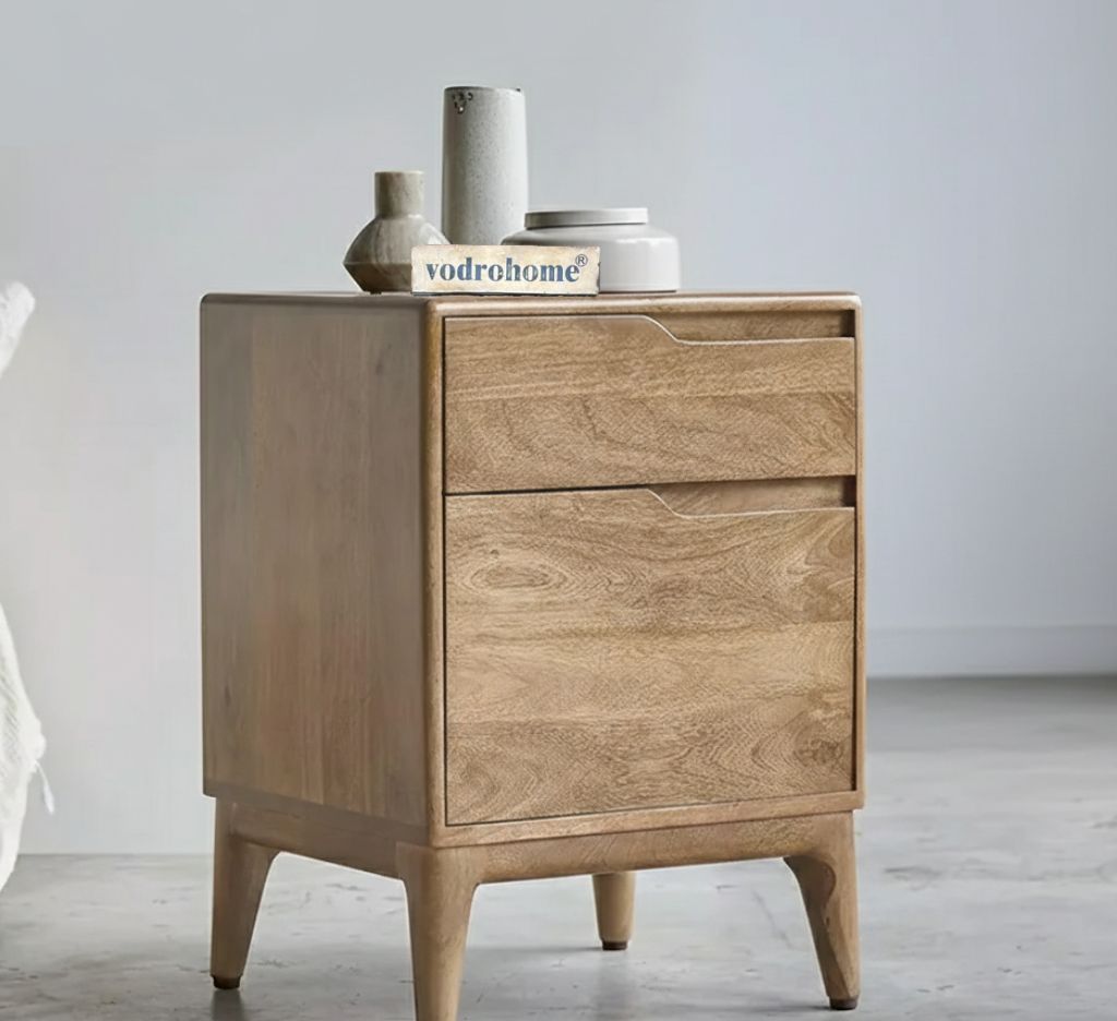 Vodrohome mango  wood elle bedside table – solid wood bedside with one drawer and one door 45x40x63cm  S#009