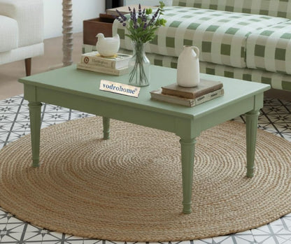 vodrohome classic design center table for living room – solid mango wood coffee table sage green finish - sofa set table modern C#032